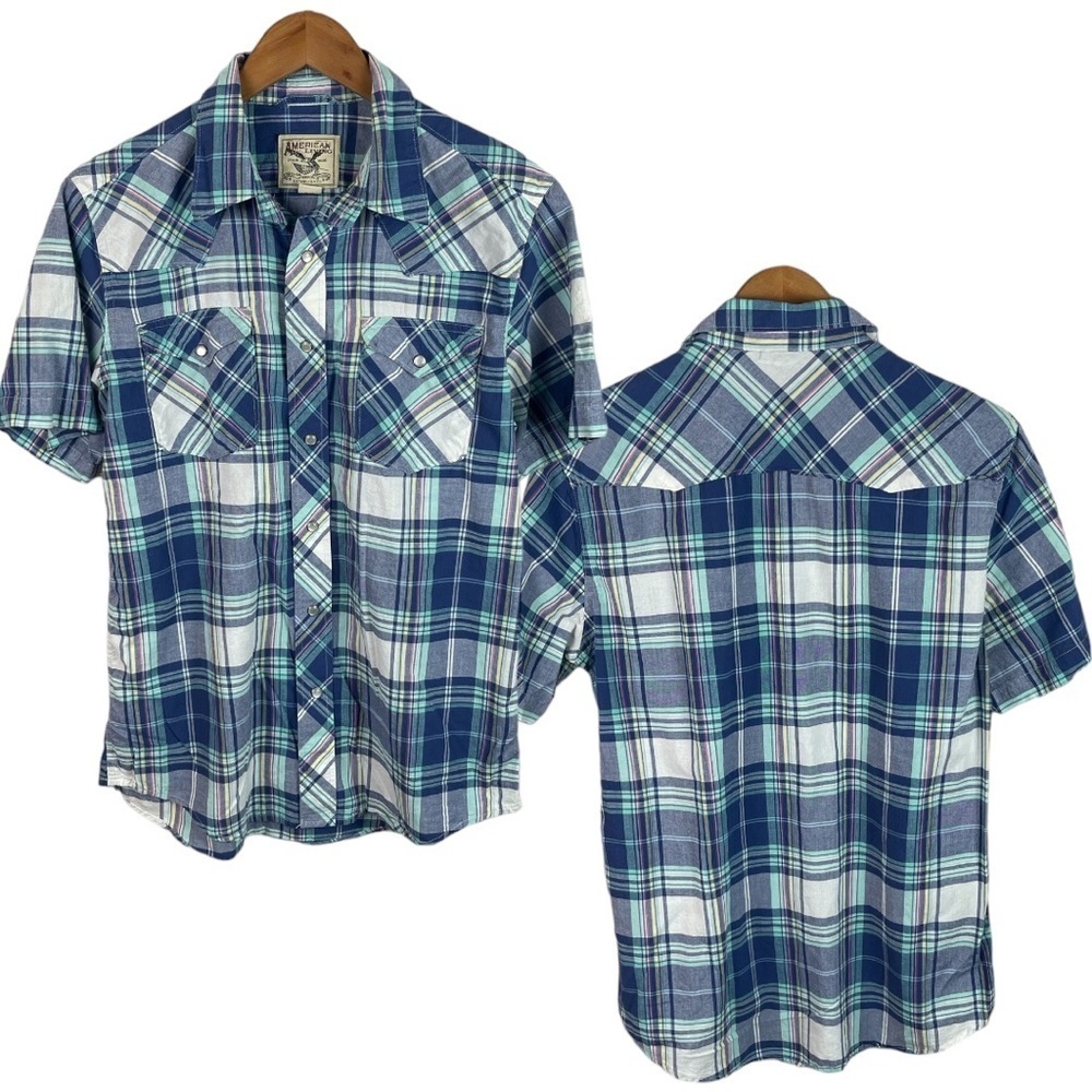 BF1128 Mens American Living Western Pearl Button Snap Cowboy Shirt M